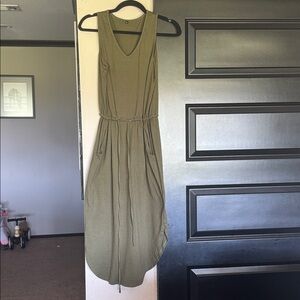 Sleeveless Olive Green Maxi Dress